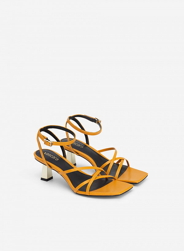 Giày Sandal Ankle Strap Vân Da Kỳ Đà - SDN 0698 - Màu Vàng - VASCARA