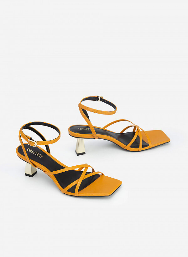 Giày Sandal Ankle Strap Vân Da Kỳ Đà - SDN 0698 - Màu Vàng - VASCARA