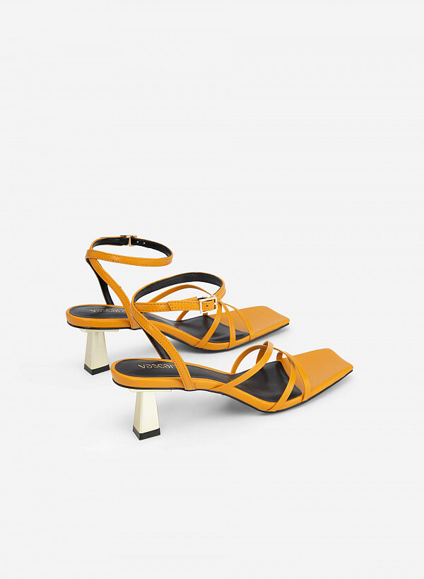 Giày Sandal Ankle Strap Vân Da Kỳ Đà - SDN 0698 - Màu Vàng - VASCARA