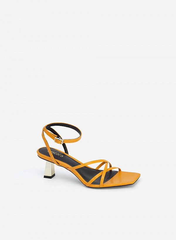 Giày Sandal Ankle Strap Vân Da Kỳ Đà - SDN 0698 - Màu Vàng - VASCARA