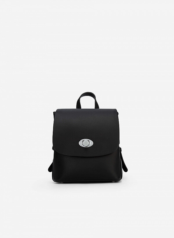 Balo Mini Khóa Cài Oval - BAC 0156 - Màu Đen