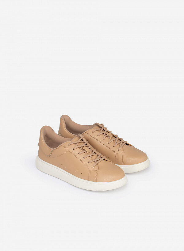 Giày sneaker gót viền metallic - SNK 0041 - Màu be - VASCARA