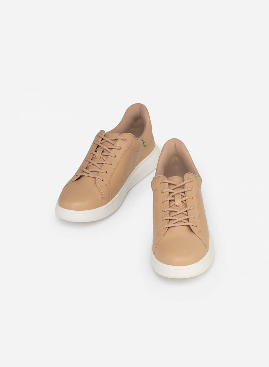 Giày sneaker gót viền metallic - SNK 0041 - Màu be - vascara.com