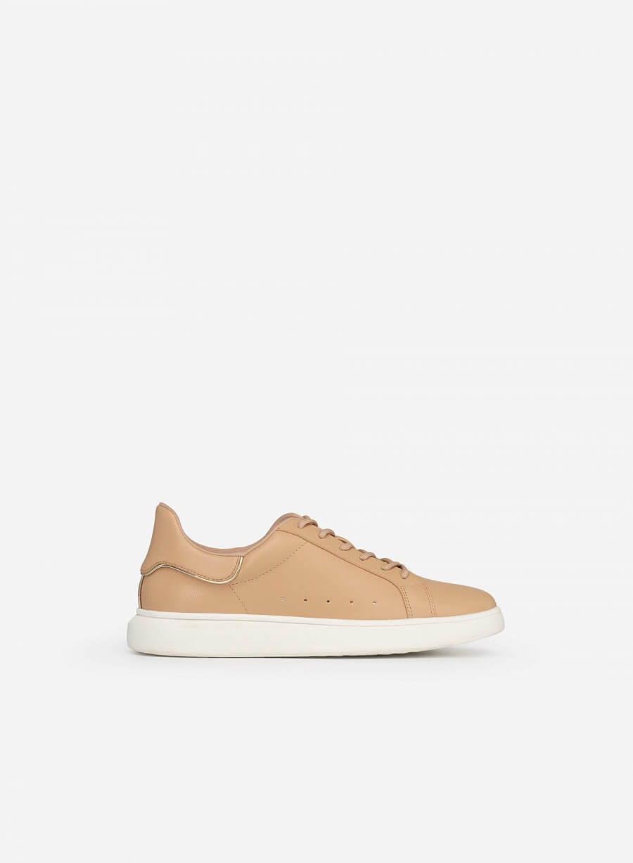 Giày sneaker gót viền metallic - SNK 0041 - Màu be - VASCARA