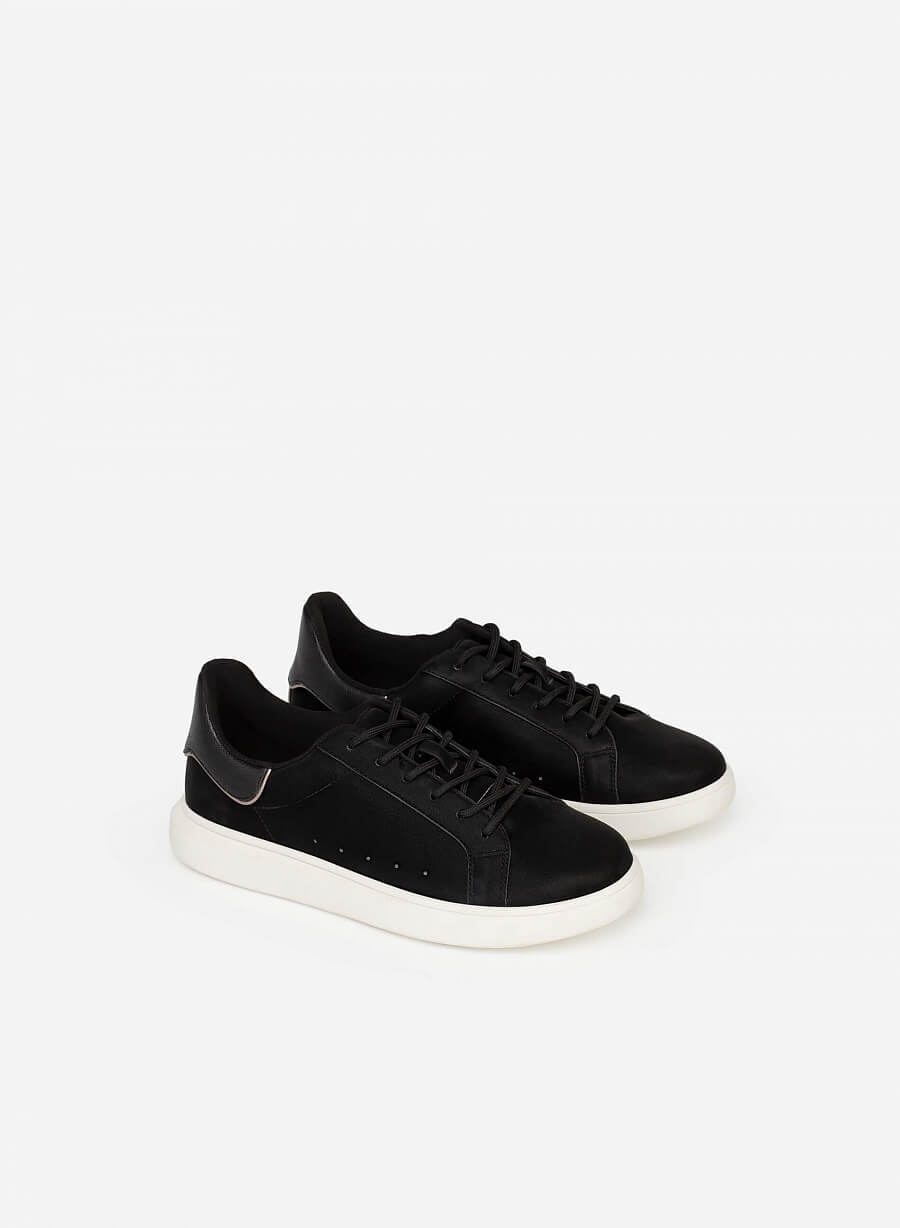Giày sneaker gót viền metallic - SNK 0041 - Màu đen - vascara.com
