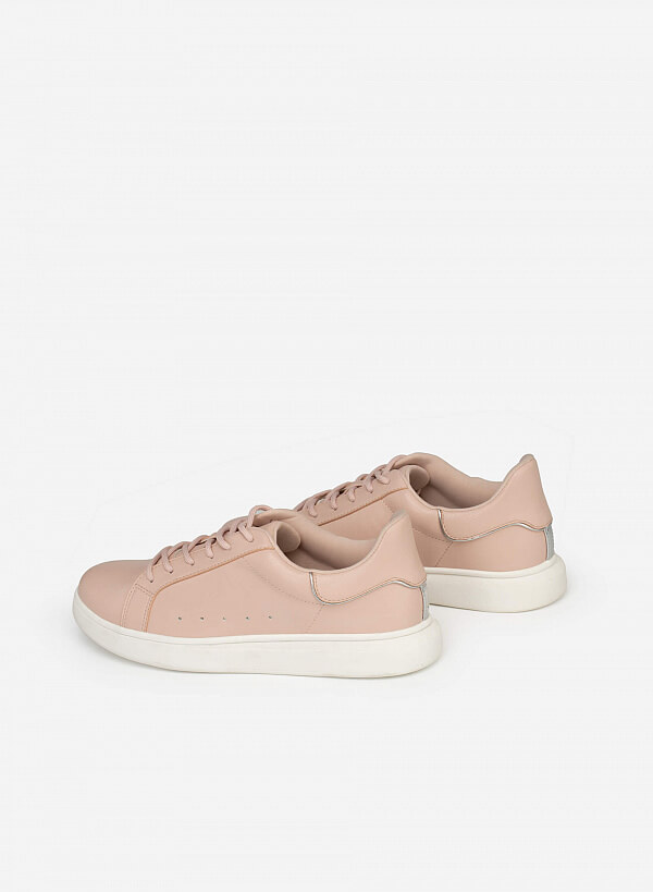 Giày Sneaker Gót Viền Metallic - SNK 0041 - Màu Hồng - VASCARA