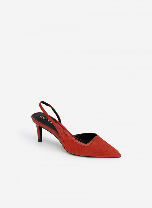 Giày d'orsay slingback phối - BMN 0499 - Màu cam đậm