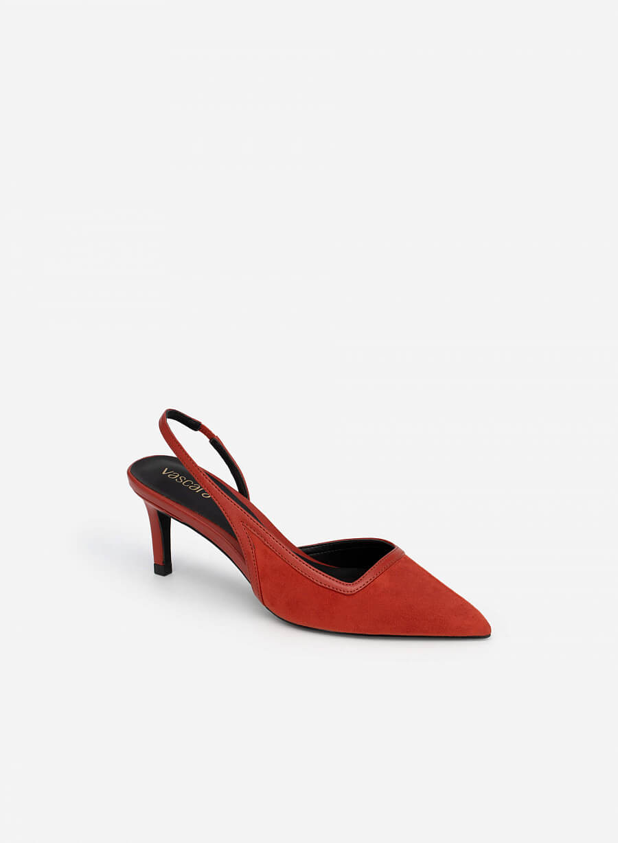 Giày d'orsay slingback phối - BMN 0499 - Màu cam đậm - VASCARA