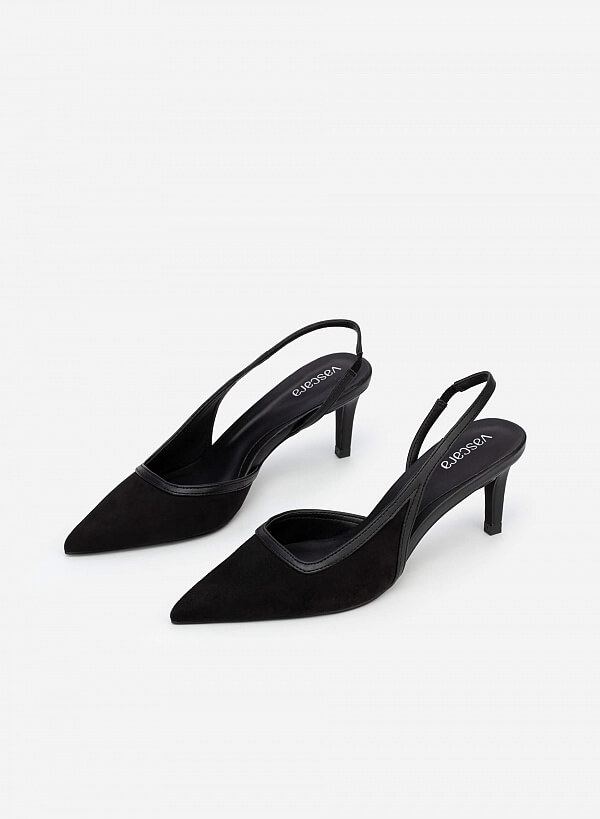 Giày D'Orsay Slingback Phối - BMN 0499 - Màu Đen - VASCARA