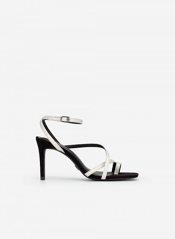 Giày sandal ankle strap quai mảnh vân kỳ đà - SDN 0702 - Màu bạc