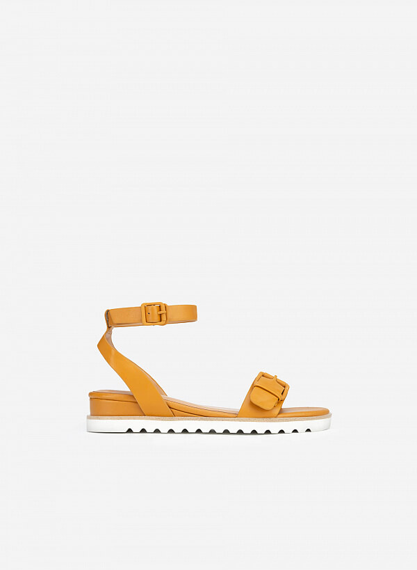 Giày Sandal Đế Xuồng Quai Phối Belt - SDX 0423 - Màu Vàng Đậm - VASCARA
