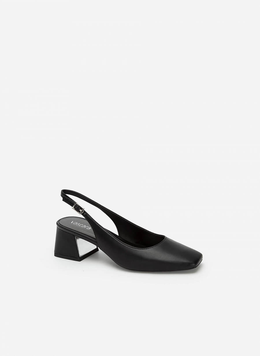 Giày Slingback Mũi Vuông Gót Trụ - BMN 0519 - Màu đen - vascara.com