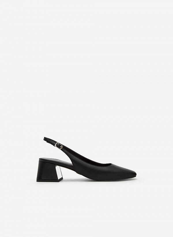 Giày Slingback Mũi Vuông Gót Trụ - BMN 0519 - Màu đen