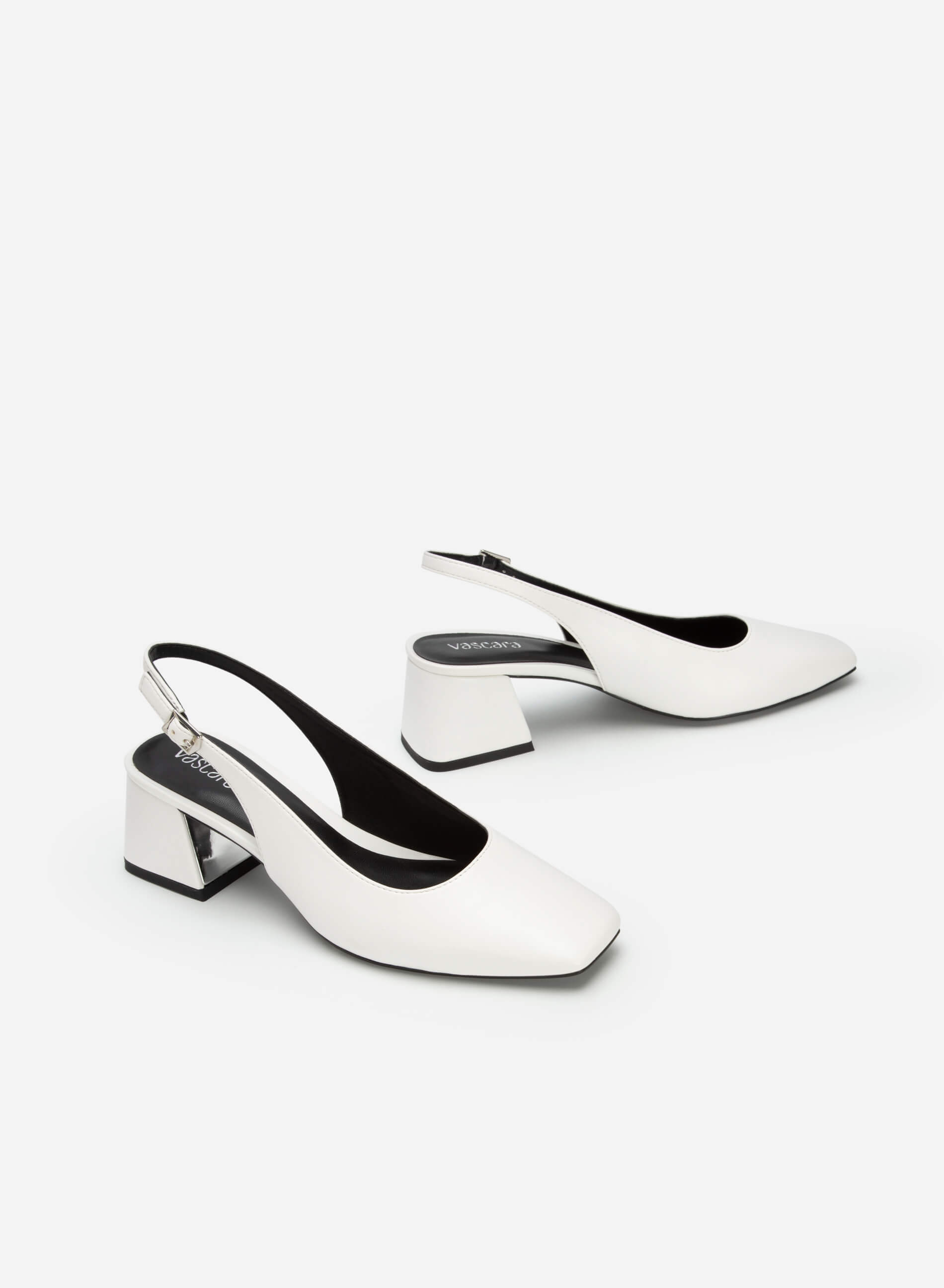 Giày Slingback Mũi Vuông Gót Trụ - BMN 0519 - Màu trắng | VASCARA
