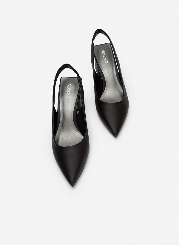 Giày Slingback Bít Mũi Nhọn Gót Trụ Cut-Out - BMN 0531 - Màu Đen - VASCARA