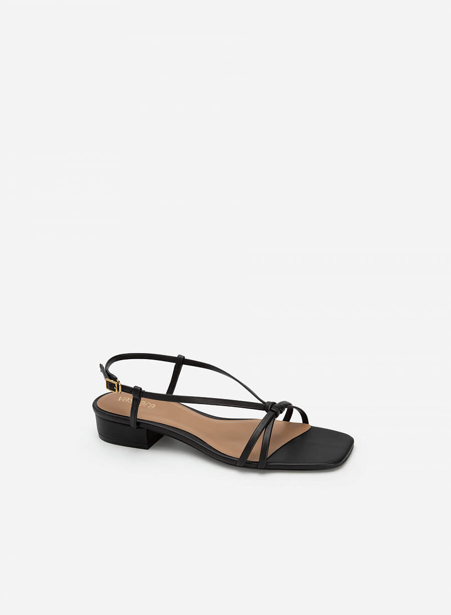 Giày sandal mũi vuông quai mảnh thắt nút - SDN 0709 - Màu đen - VASCARA