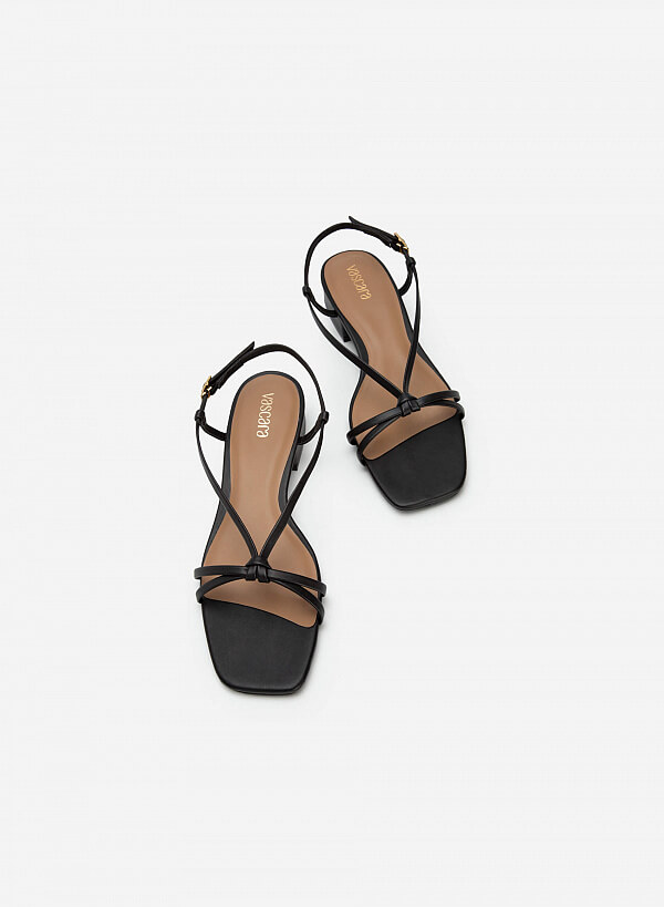 Giày Sandal Mũi Vuông Quai Mảnh Thắt Nút - SDN 0709 - Màu Đen - VASCARA