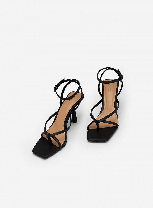 Giày Sandal Ankle Strap Quai Ngang Phối Kẹp - SDN 0723 - Màu Đen - VASCARA