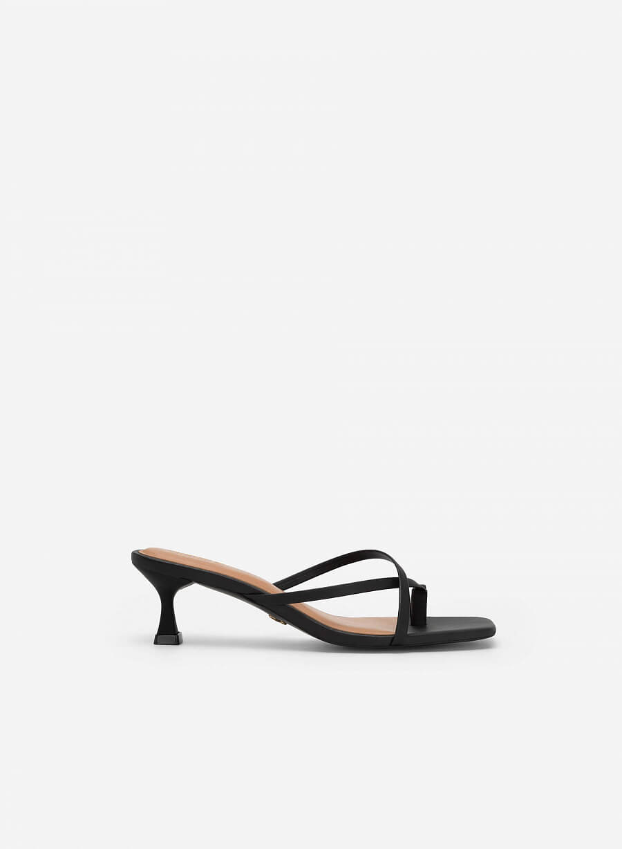 Guốc mũi vuông quai mảnh đan chéo spool heel - GNN 0171 - Màu đen - VASCARA