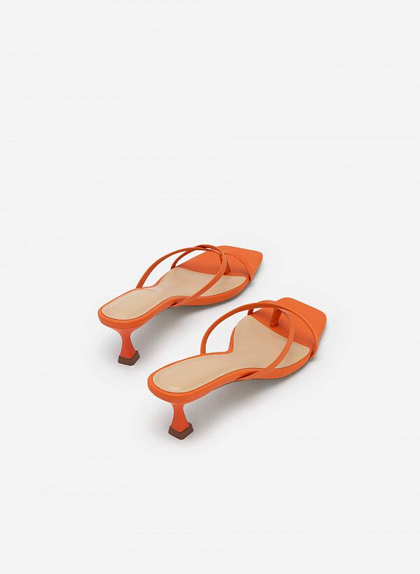 Guốc Mũi Vuông Quai Mảnh Đan Chéo Spool Heel - GNN 0171 - Màu Cam - VASCARA