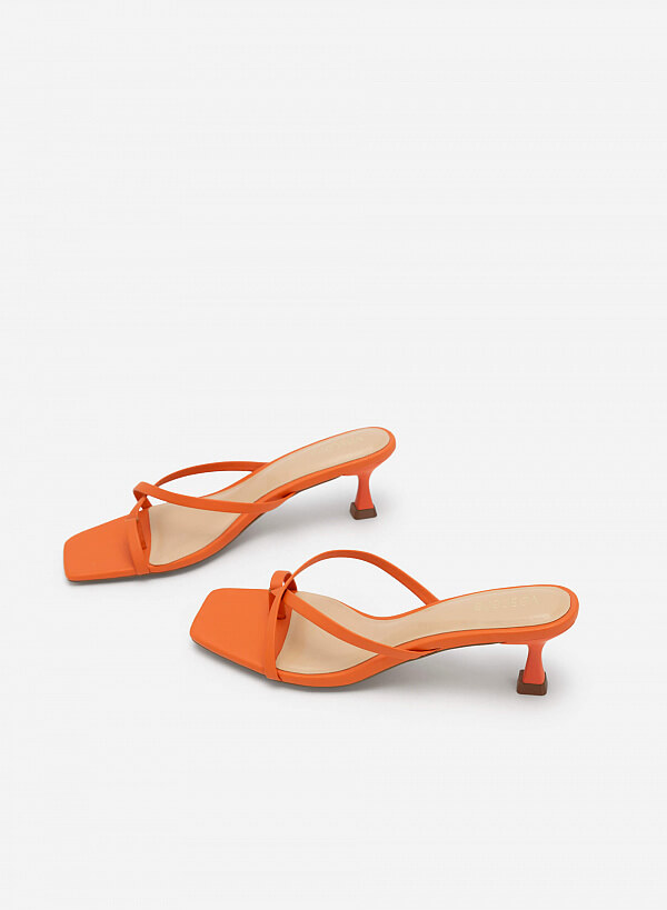 Guốc Mũi Vuông Quai Mảnh Đan Chéo Spool Heel - GNN 0171 - Màu Cam - VASCARA