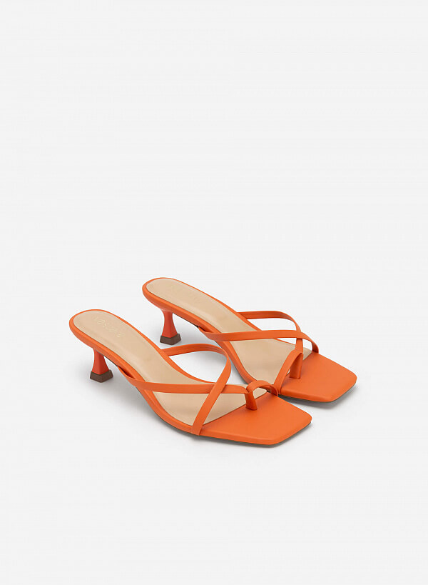 Guốc Mũi Vuông Quai Mảnh Đan Chéo Spool Heel - GNN 0171 - Màu Cam - VASCARA