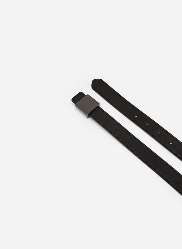 Thắt Lưng Khóa Bạc Bản Vuông - TRO 0023 - Màu Đen - VASCARA