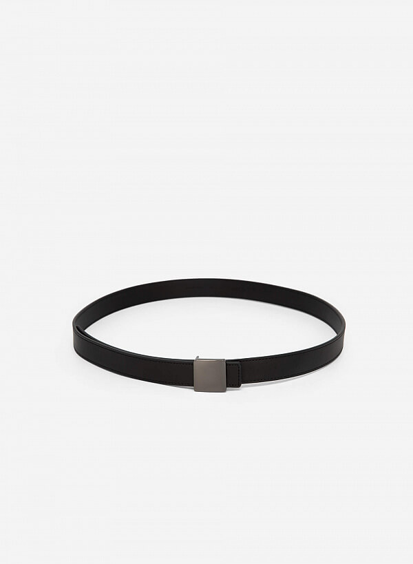 Thắt Lưng Khóa Bạc Bản Vuông - TRO 0023 - Màu Đen