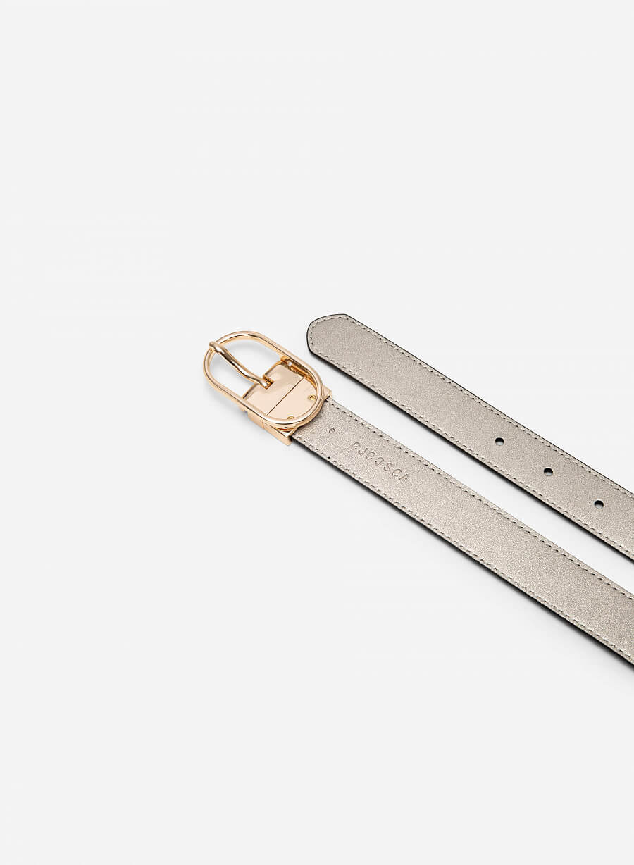 Thắt lưng khóa cài golden oval - TRO 0024 - Màu đen & bạc - vascara.com