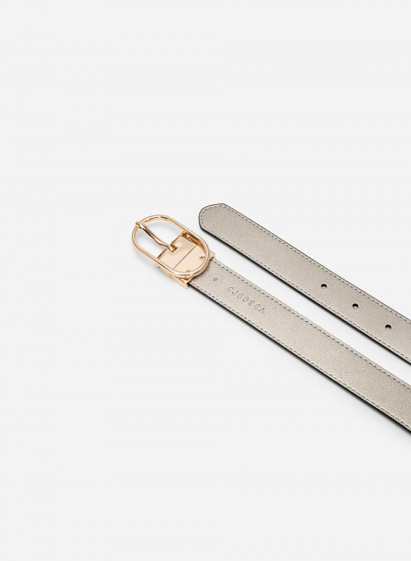 Thắt lưng khóa cài golden oval - TRO 0024 - Màu đen & bạc - VASCARA