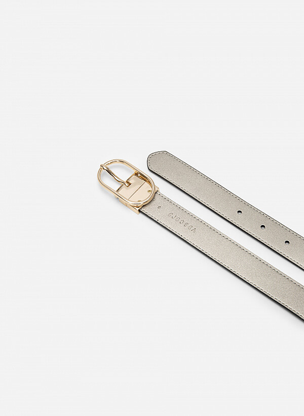 Thắt lưng khóa cài golden oval - TRO 0024 - Màu đen & bạc - VASCARA