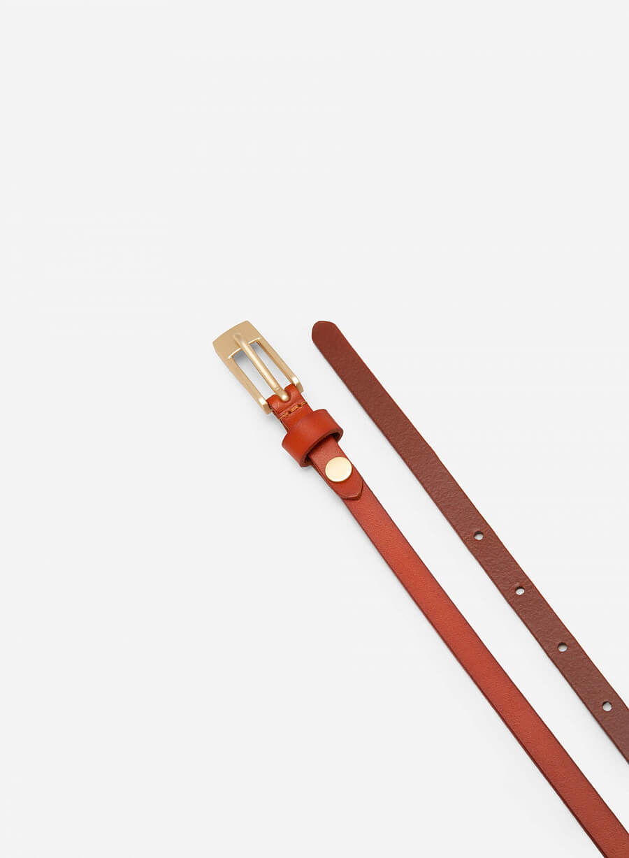 Thắt lưng dây mảnh khóa cài dáng bầu - WAI 0032 - Màu nâu - vascara.com