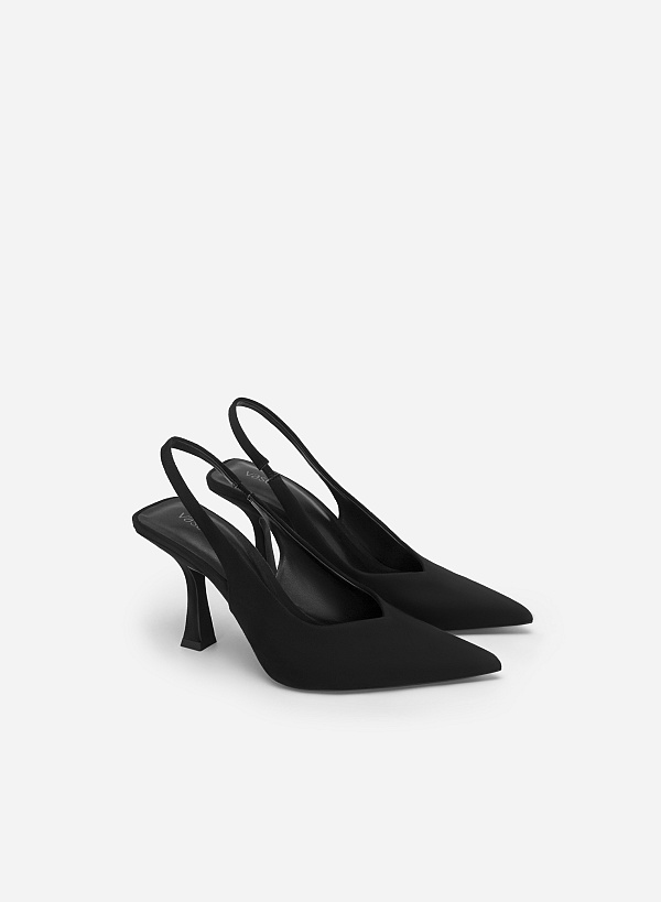 Pointed Toe Slingbacks - HIG 0558 - Black - VASCARA