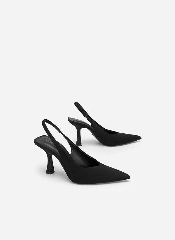 Pointed Toe Slingbacks - HIG 0558 - Black - VASCARA