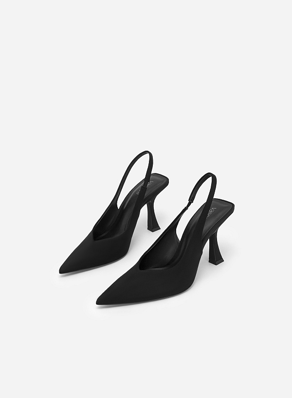 Pointed Toe Slingbacks - HIG 0558 - Black - VASCARA