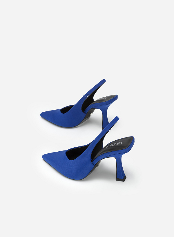 Pointed Toe Slingbacks - HIG 0558 - Blue - VASCARA