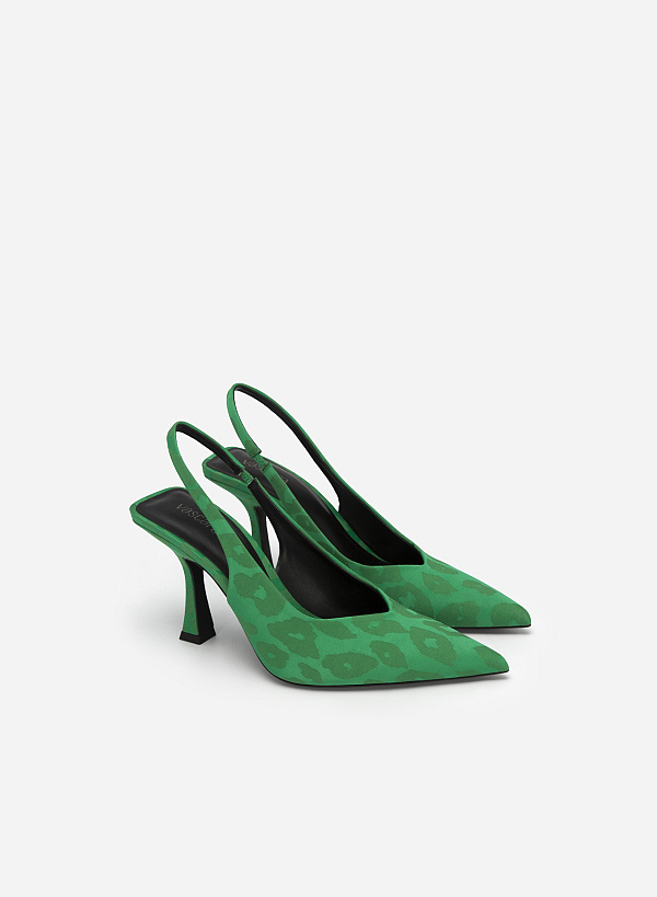 Pointed Toe Slingbacks - HIG 0558 - Green - VASCARA