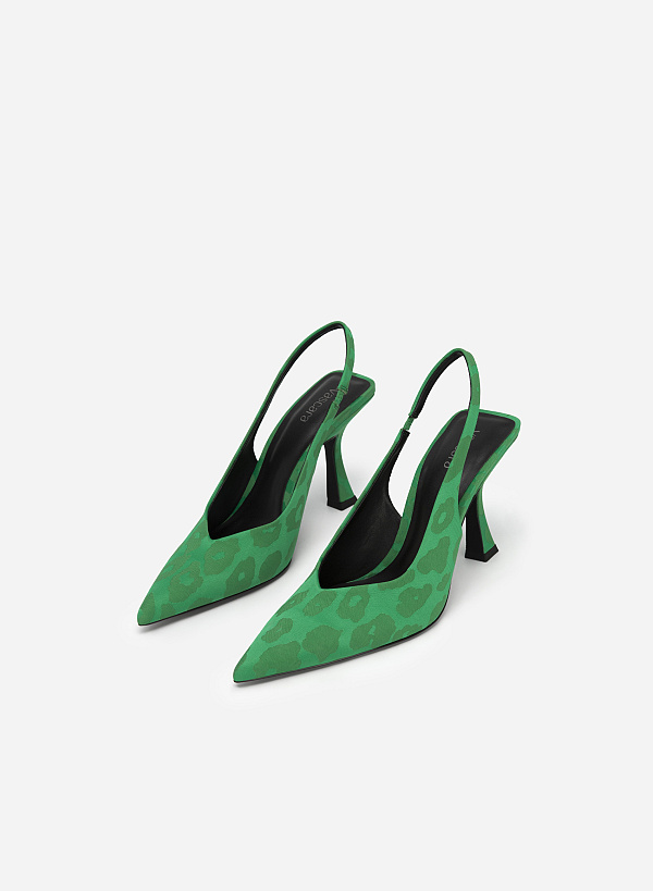 Pointed Toe Slingbacks - HIG 0558 - Green - VASCARA