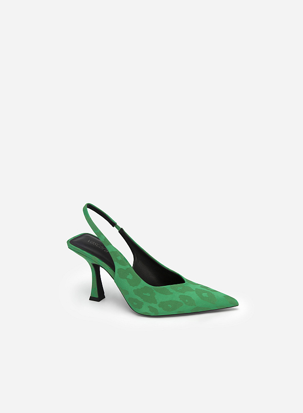 Pointed Toe Slingbacks - HIG 0558 - Green - VASCARA