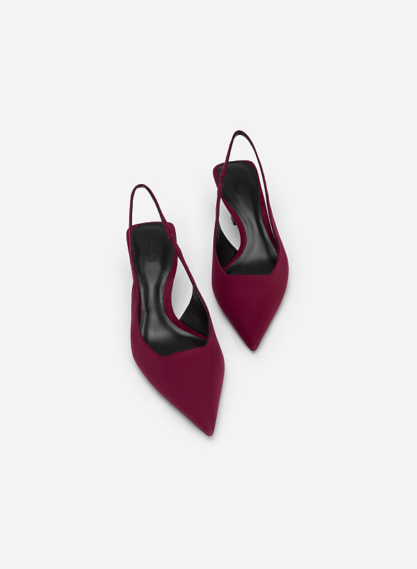 Pointed Toe Slingbacks - HIG 0578 - Bordeaux - VASCARA