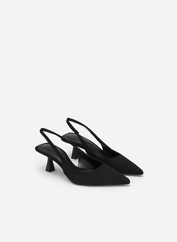 Pointed Toe Slingbacks - HIG 0578 - Black - VASCARA