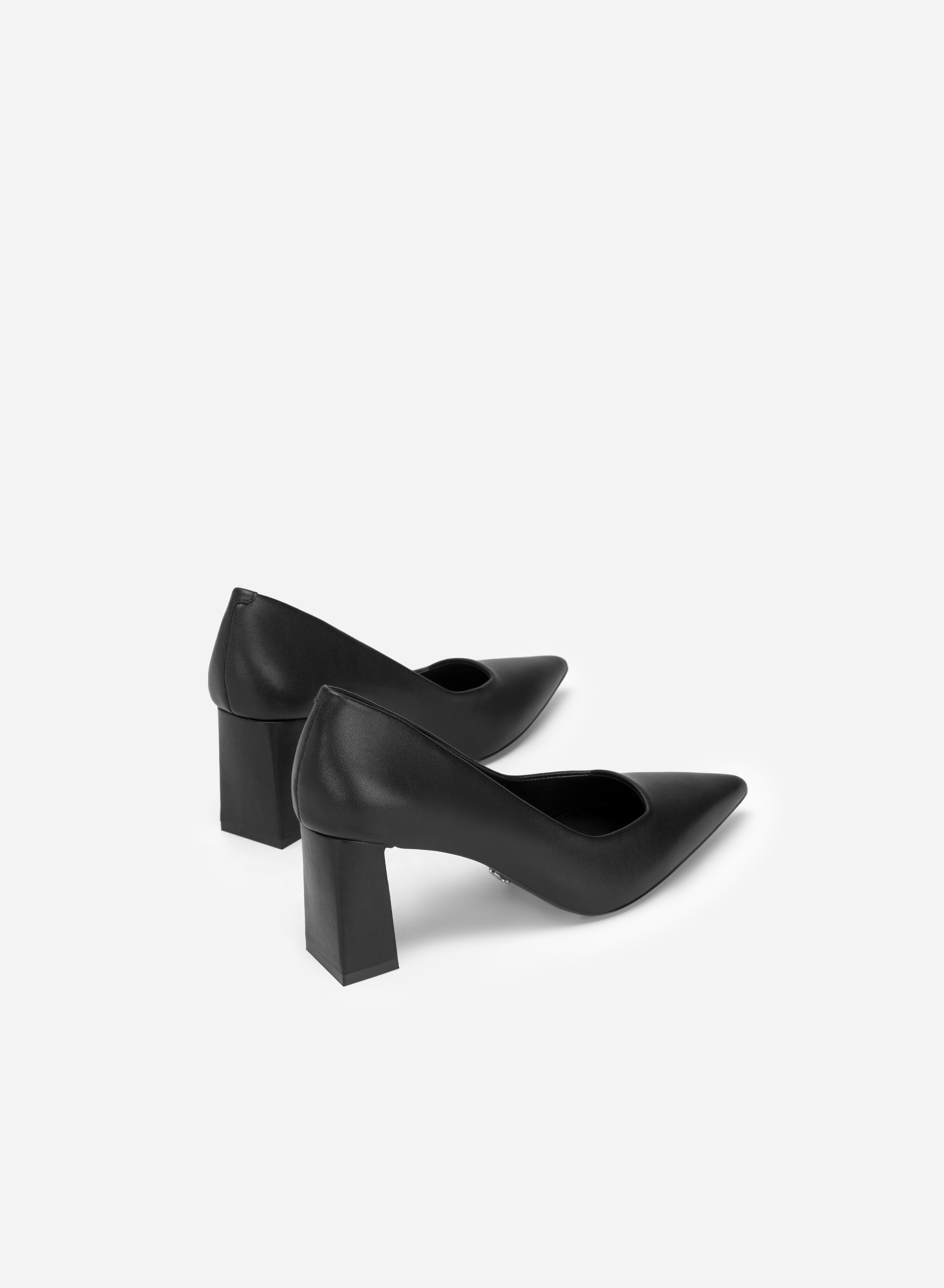 Block Heel Pointed Toe Pumps HIG 0579 Black VASCARA