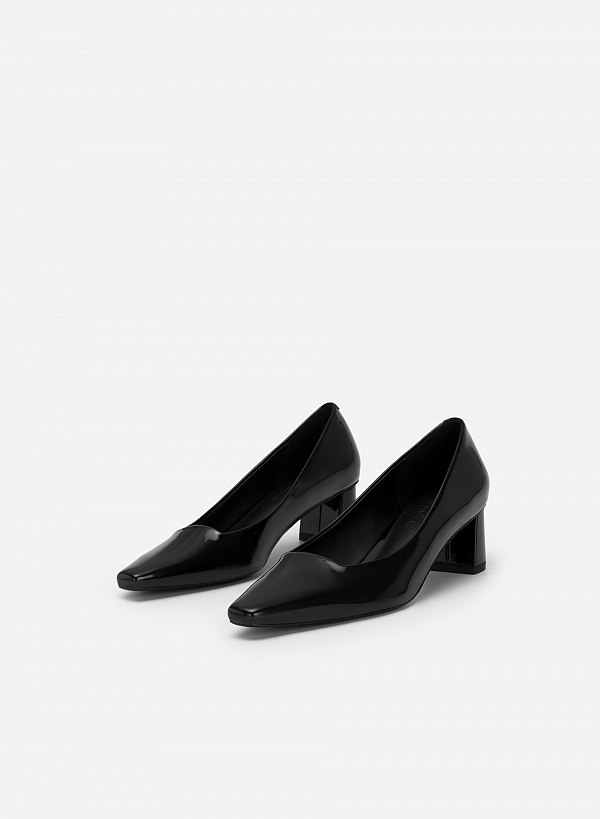 Giày bít mũi nhọn gót vuông polished style - BMN 0581 - Màu đen - VASCARA