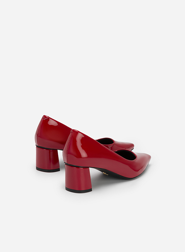Giày bít mũi nhọn gót vuông polished style - BMN 0581 - Màu đỏ - VASCARA