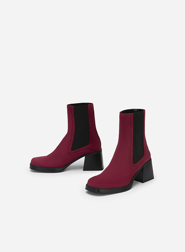Block Heel Polished Style All-day Comfort Chelsea Boot - BOO 0925 - Bordeaux - VASCARA