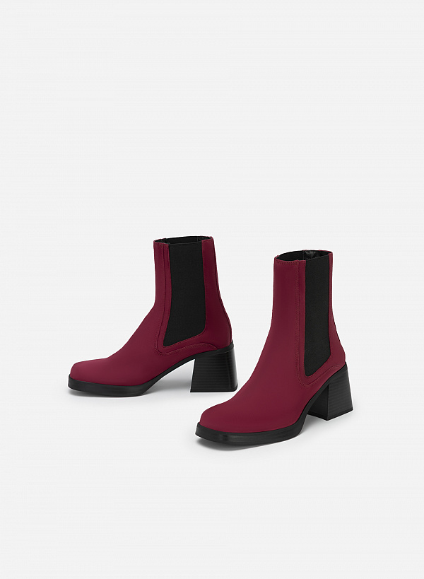All-Day Comfort Chelsea Boot Gót Trụ - BOT 0925 - Màu Đỏ Đậm - VASCARA