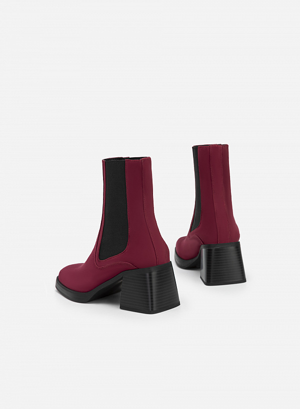 All-Day Comfort Chelsea Boot Gót Trụ - BOT 0925 - Màu Đỏ Đậm - VASCARA