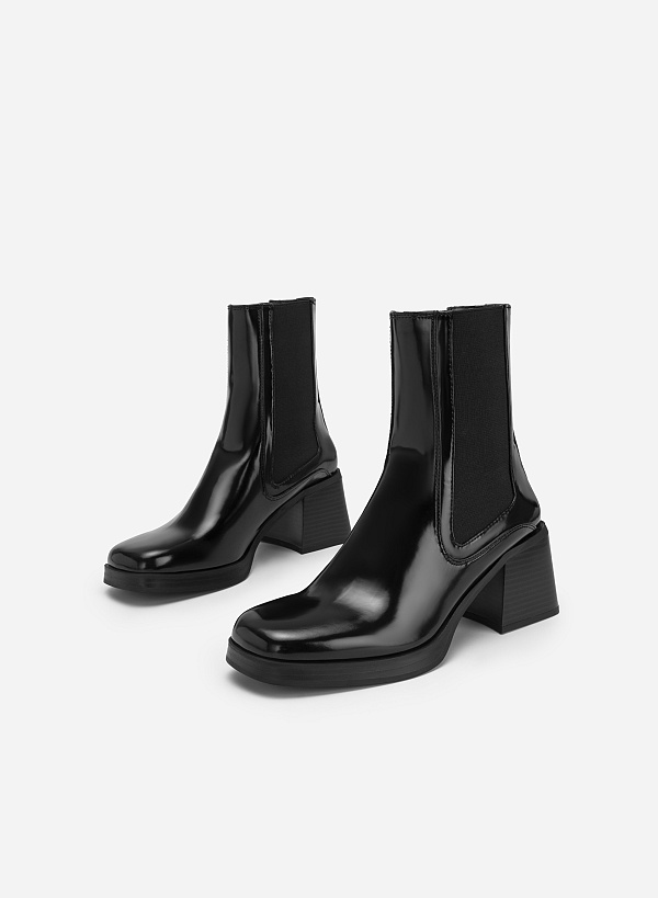 All-day comfort chelsea boots gót trụ polished style - BOT 0925 - Màu đen - VASCARA