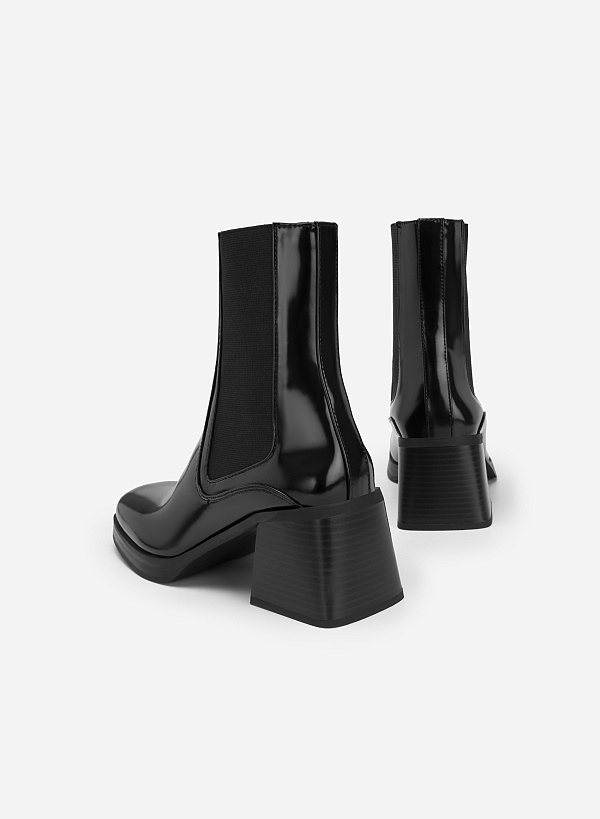 All-day comfort chelsea boots gót trụ polished style - BOT 0925 - Màu đen - VASCARA