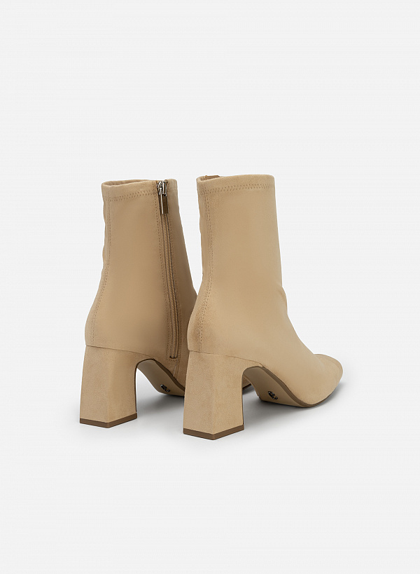 All-day comfort mid ankle boot gót trụ - BOT 0926 - Màu be - VASCARA